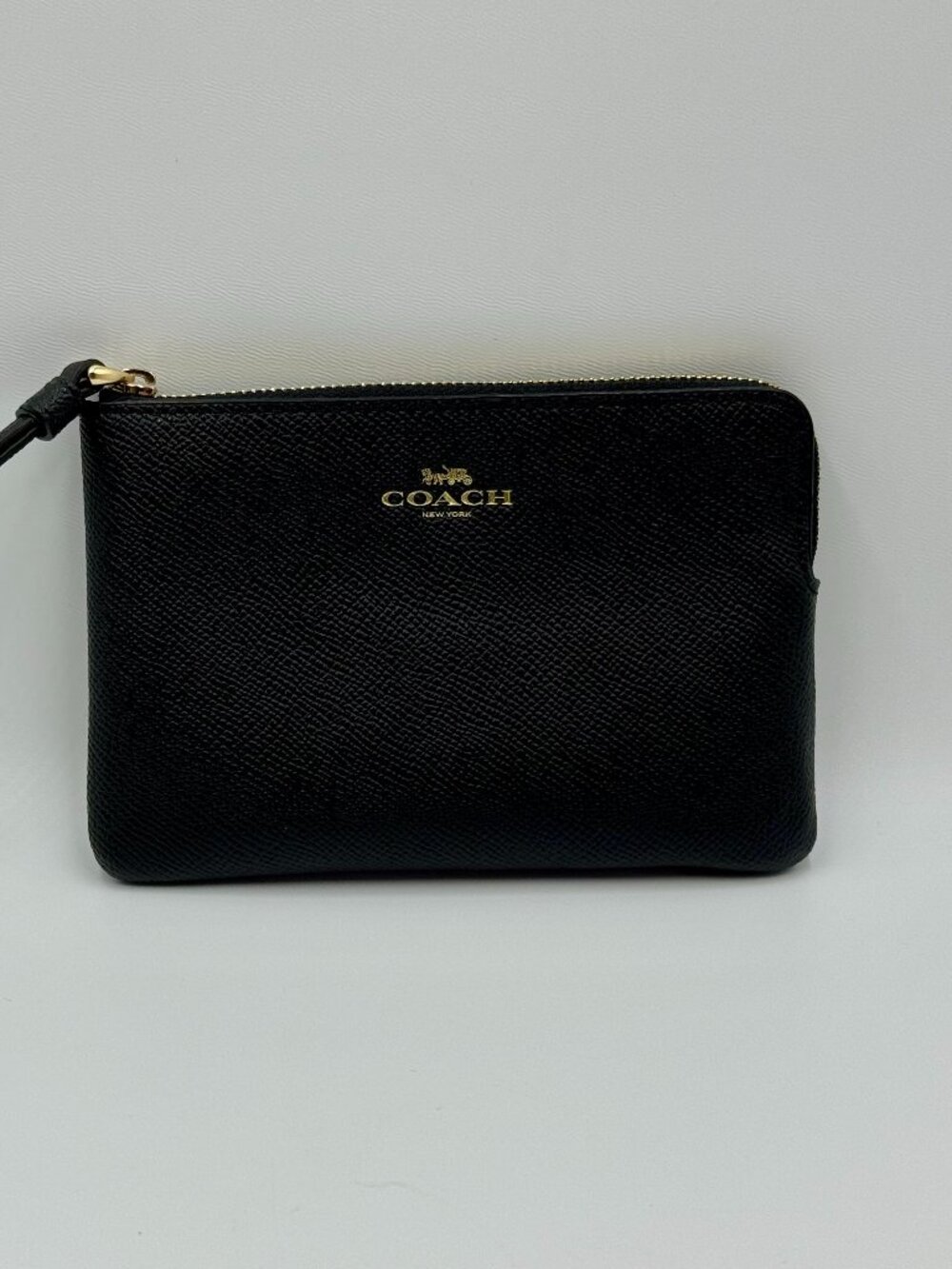 Coach Black & Gold Pebbled Essential Wristlet